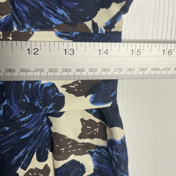 Boden Silk Linen Dress Womens 10 Reg Cap Sleeve Beige Blue Floral Shift Sheath - Picture 6 of 7